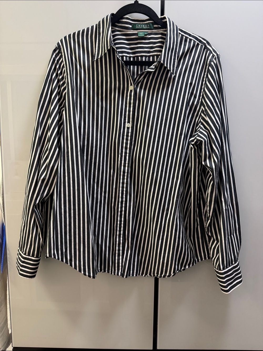 Ralph Lauren Black and White Vertical Stripe Button-Up Shirt